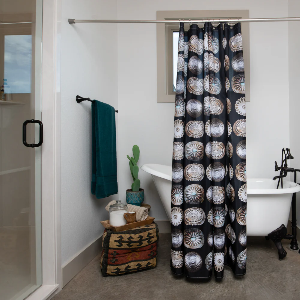 Shower Curtain - Black Big Concho - Image 3