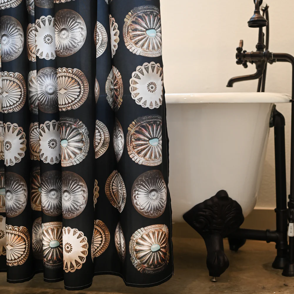 Shower Curtain - Black Big Concho - Image 4