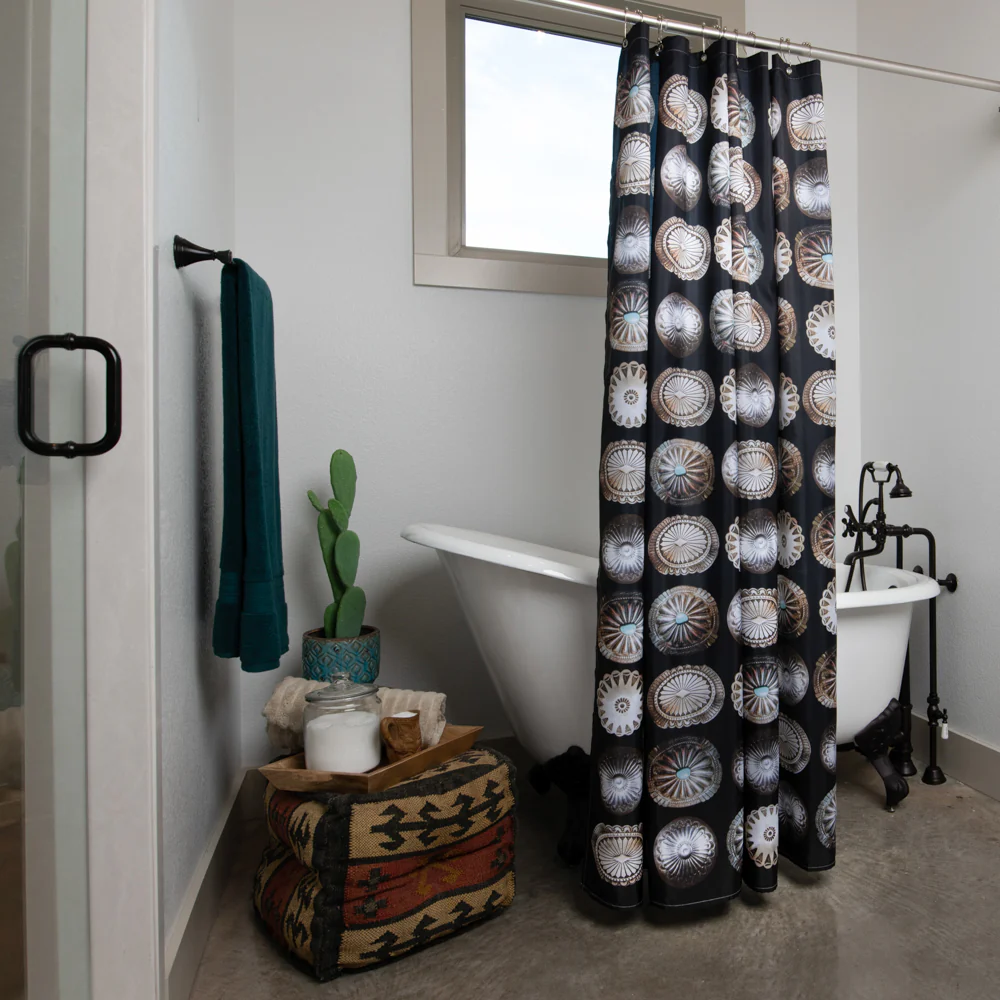 Shower Curtain - Black Big Concho - Image 6