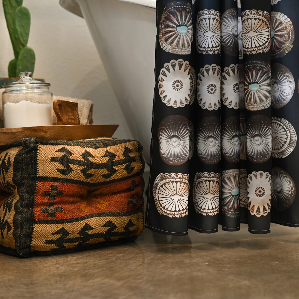 Shower Curtain - Black Big Concho - Image 7