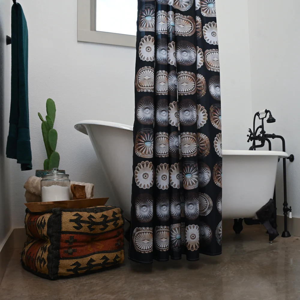 Shower Curtain - Black Big Concho - Image 8