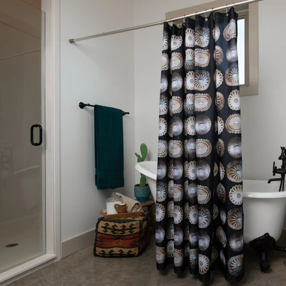 Shower Curtain - Black Big Concho - Image 9