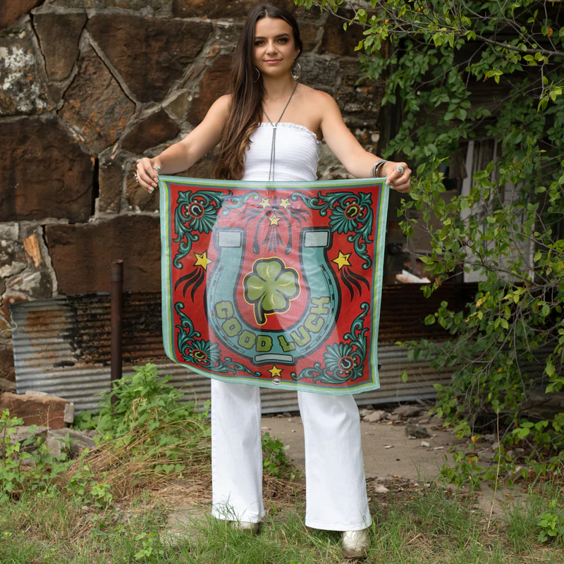 Lucky Horseshoe Bandana - Red - Image 3